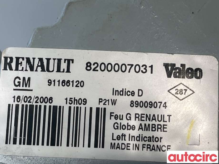 Blinklykt venstre til Renault Trafic 2001-2006 (RENAULT|8200007031|91166120|)
