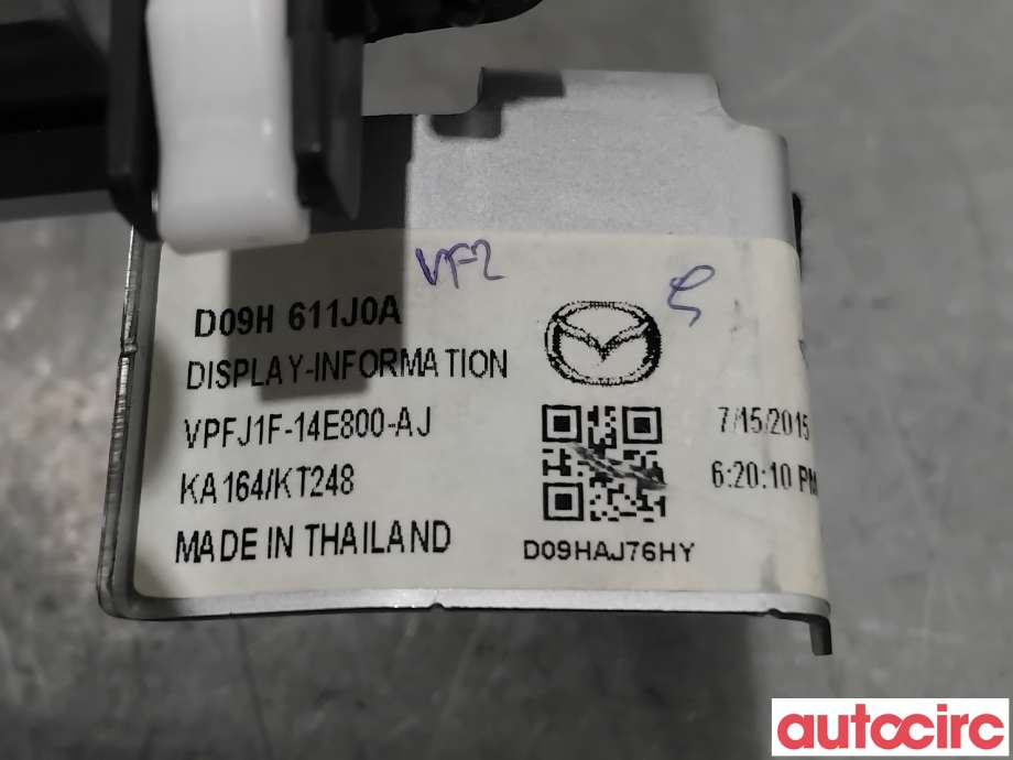 Multimedia display (MCU - Media Controller Unit) til Mazda CX-3 2015-2022  (MAZDA|D09H-61-1J0B|VPFJ1F-14E800-AJ|D09H611J0A)