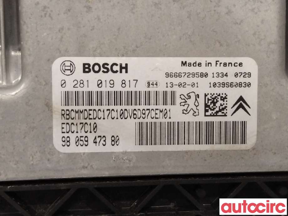 Styreenhet motor til Citroën Berlingo 2008-2015 (Type II, Fase 1)  (CITROEN|1606874080|0281019817|9805947380)