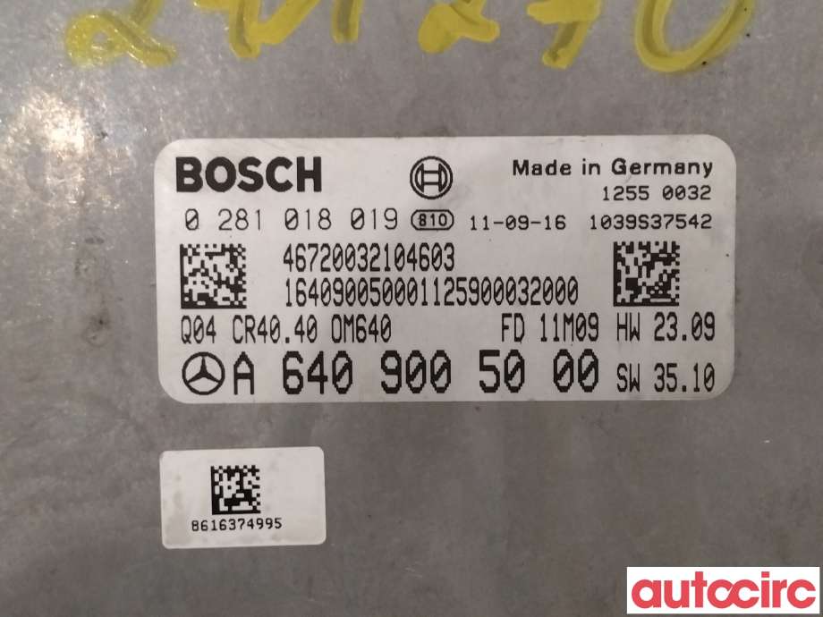 Styreenhet motor til Mercedes A-Klasse 2005-2012 (W169) (W169) (MERCEDES|A6409005000|0281018019)