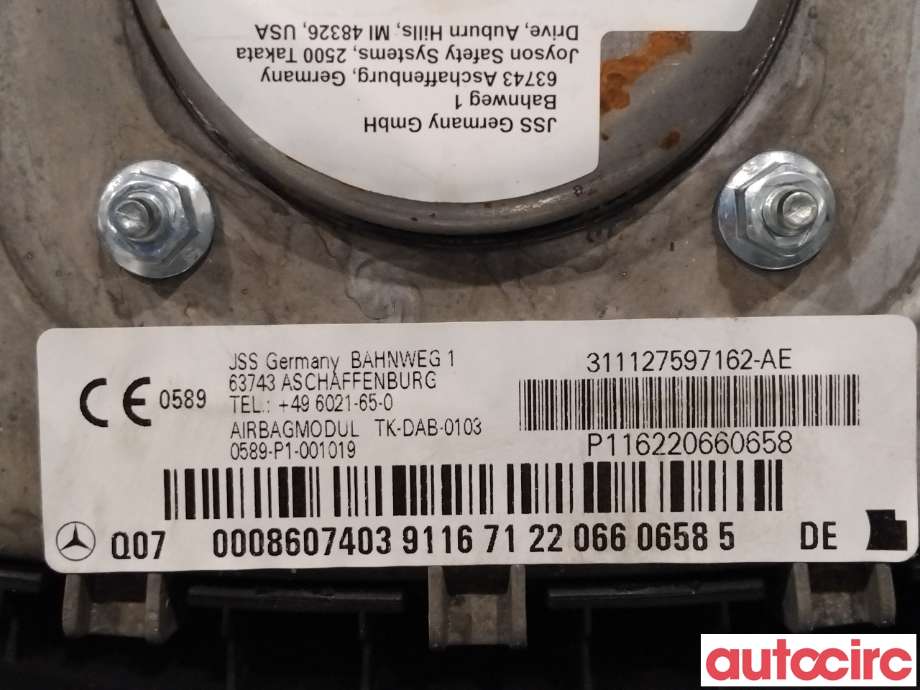 Airbag rattpute til Mercedes A-Klasse 2005-2012 (W169) (W169) (MERCEDES|A0008607403|)