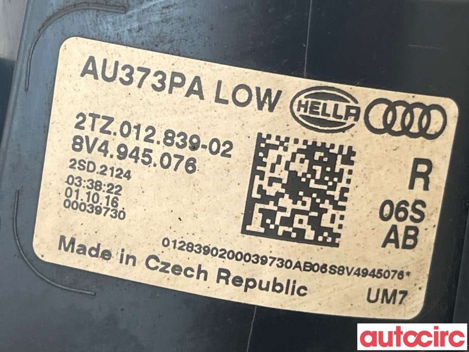 Baklykt høyre indre til Audi A3 2016-2020 (Type III, Fase 2)  (AUDI|8V4945076)