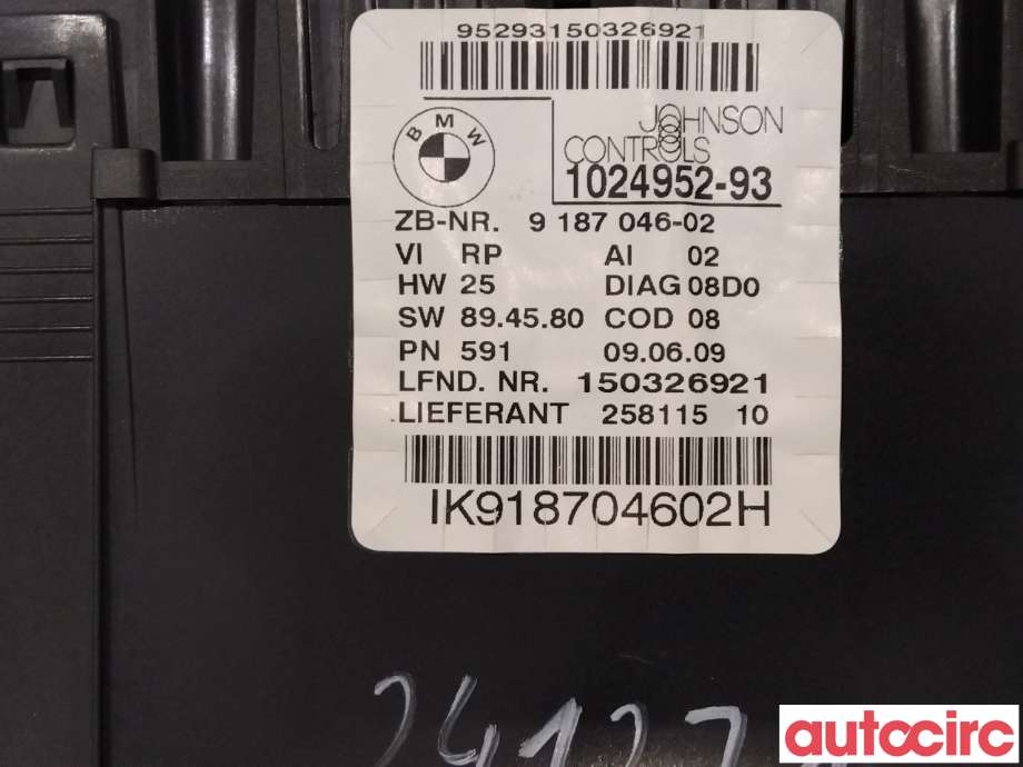 Instrumentpanel til BMW 1-Serie 2004-2011 (E81/E82/E87/E88) (E81/E82/E87/E88) (BMW|62109283801|)