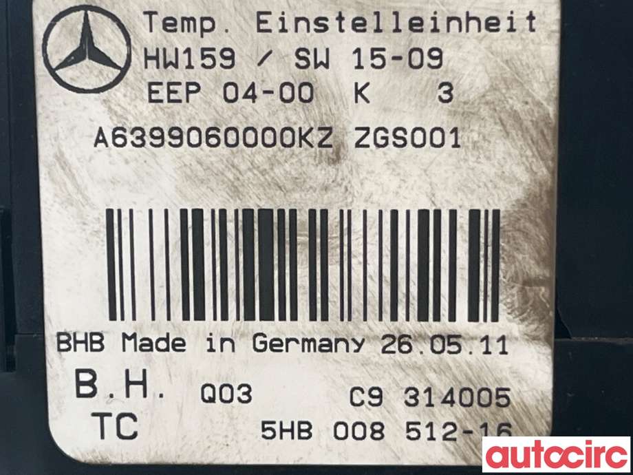 Varmeapparat betjening til Mercedes Vito/Viano 2010-2014 (Fase 2) (W639) (W639) (MERCEDES|A6399060000)