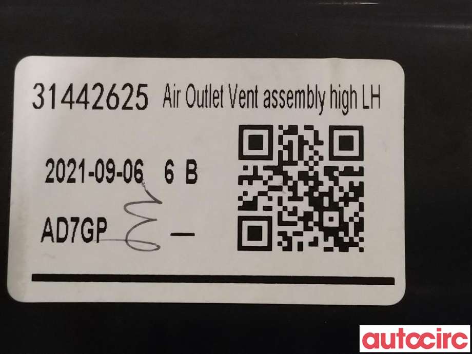 Dashbord friskluftdyse til Volvo XC40 2018-2024  (VOLVO|31442625)