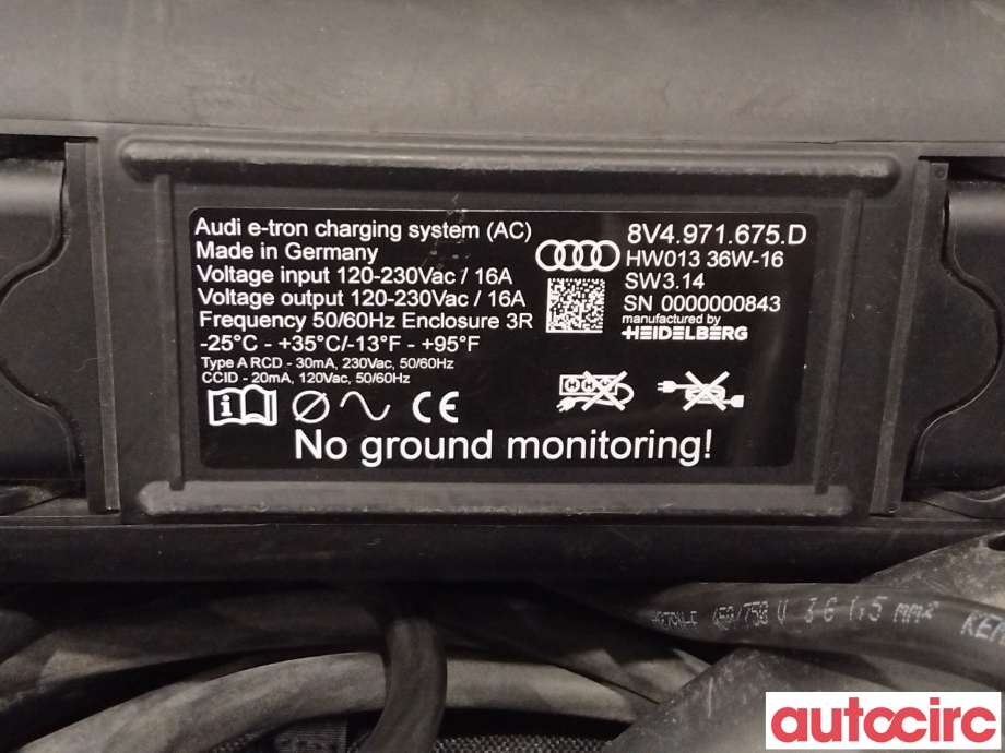 Batterilader kabel til Audi A3 2016-2020 (Type III, Fase 2) (AUDI|8V4998639AK||8V4998639S)