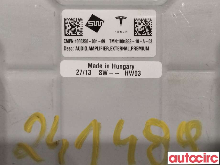 Bilstereo forsterker til Tesla Model S 2013-2016 (Fase 1)  (TESLA|1004833-10-A|)