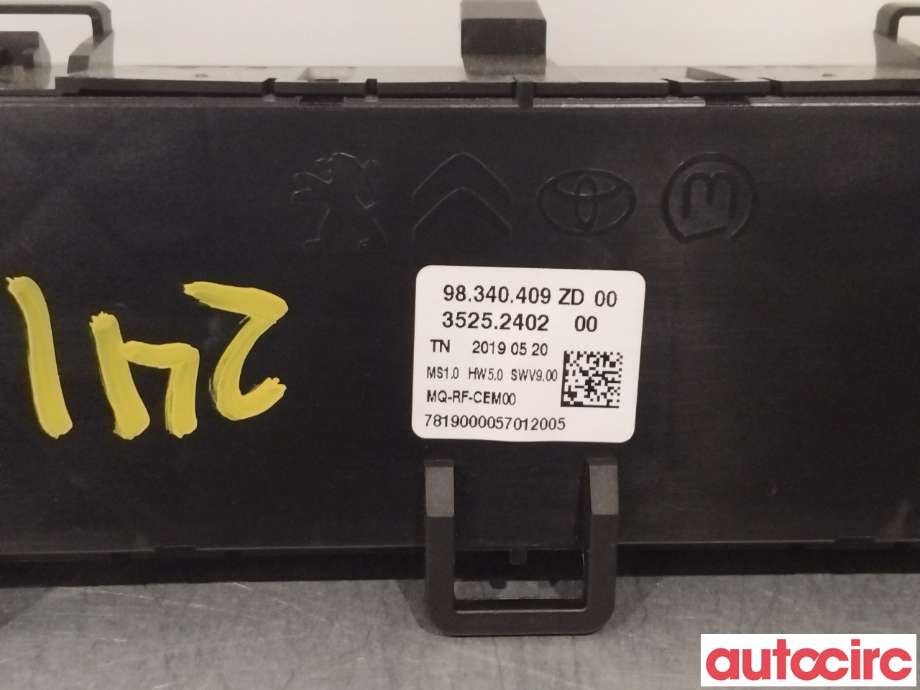Varmeapparat betjening til Peugeot Partner 2019-->> (Type III)  (PEUGEOT|98075413ZD|35252402|98340409ZD)