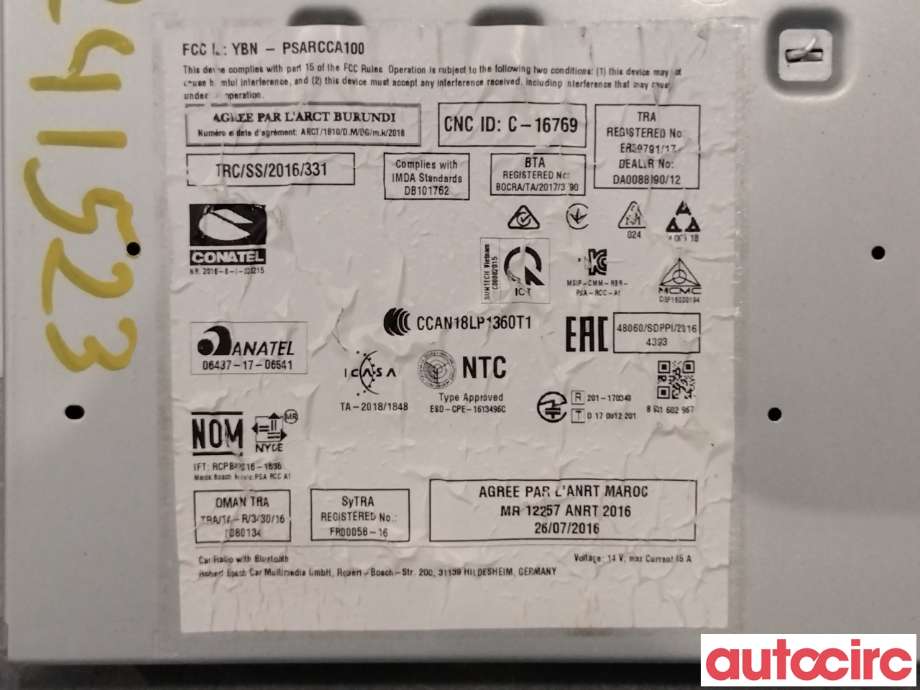 Bilstereo til Peugeot Partner 2019-->> (Type III)  (PEUGEOT|1631483480|1663363280|9828709480)