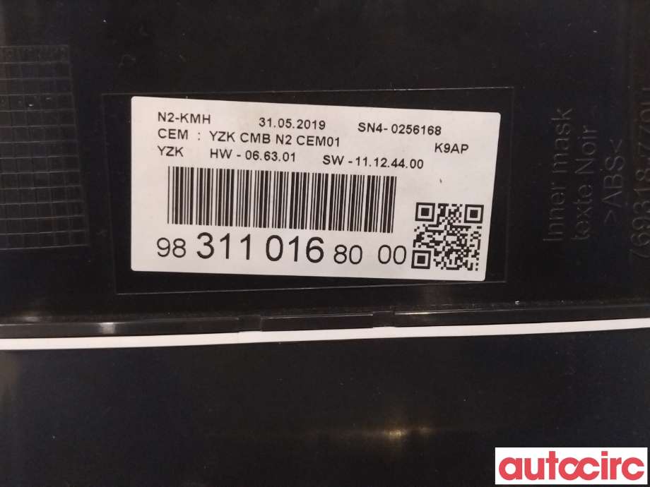 Instrumentpanel til Peugeot Partner 2019-->> (Type III)  (PEUGEOT|9831101680|)