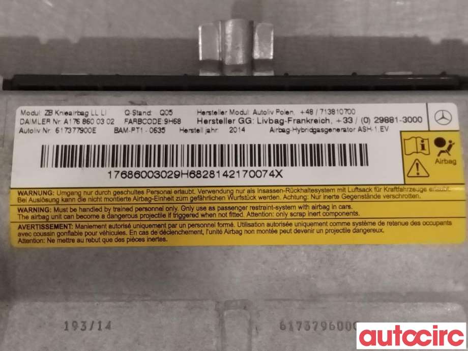 Airbag kne til Mercedes CLA 2013-2019 (C117) (C117) (MERCEDES|A17686003029H68)