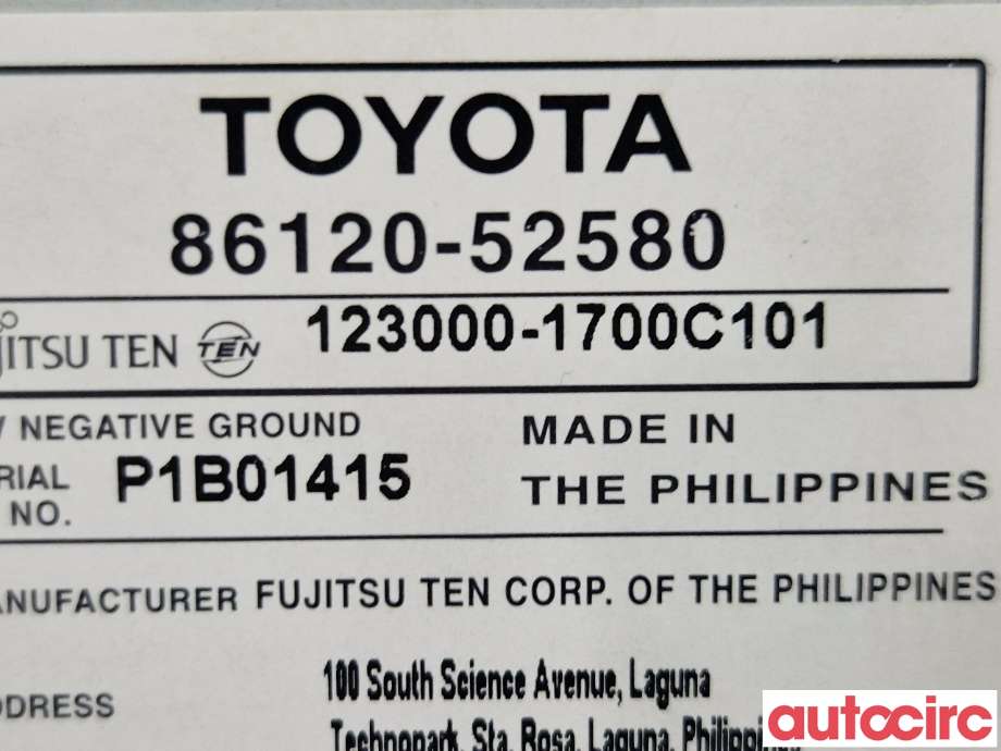 Bilstereo til Toyota Urban Cruiser 2009-2014  (TOYOTA|8612052580|123000-1700C101)