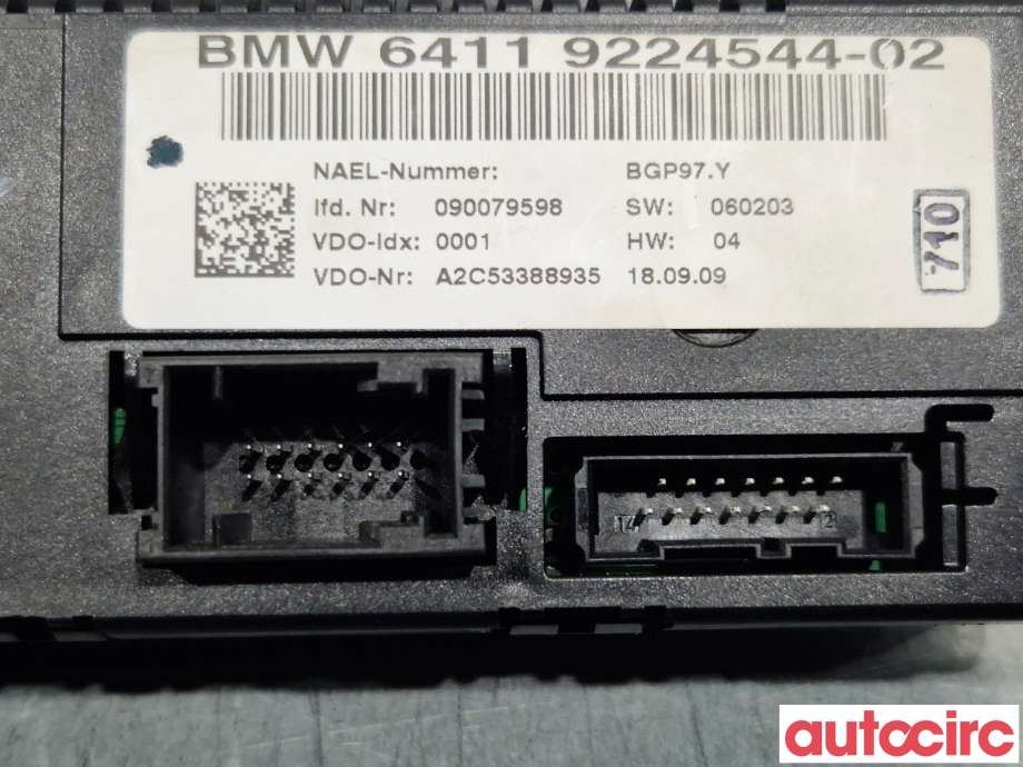 Varmeapparat betjening til BMW 3-Serie 2005-2011 (E90/E91/E92/E93) (E90/E91/E92/E93) (BMW|64119286618|A2C53388935|64119224544)