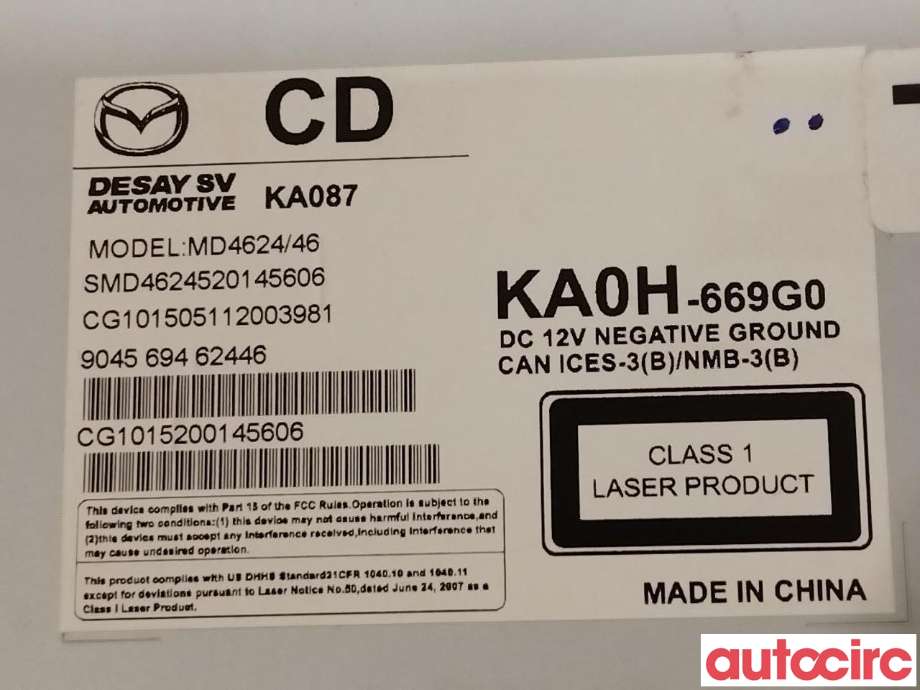 Instrument kjørecomputer til Mazda CX-5 2012-2017 (Type I)  (MAZDA|KA0T611J0A|KA0H669G0)