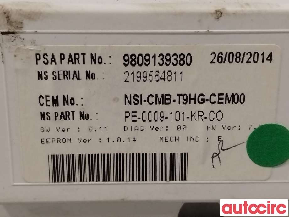 Instrumentpanel til Peugeot 308 2013-2021 (Type II)  (PEUGEOT|1614174380|1611859280|9809139380)