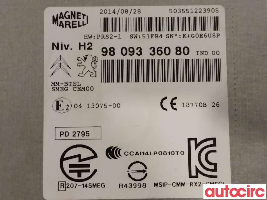 Bilstereo diverse til Peugeot 308 2013-2021 (Type II)  (PEUGEOT|1613170280|1611894980|9809363080)
