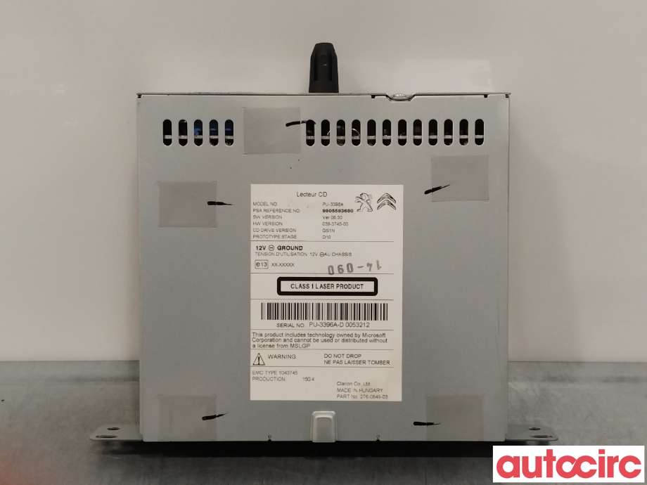 Bilstereo CD-veksler til Peugeot 308 2013-2021 (Type II)  (PEUGEOT|1629118180|1610916280|9805593680)