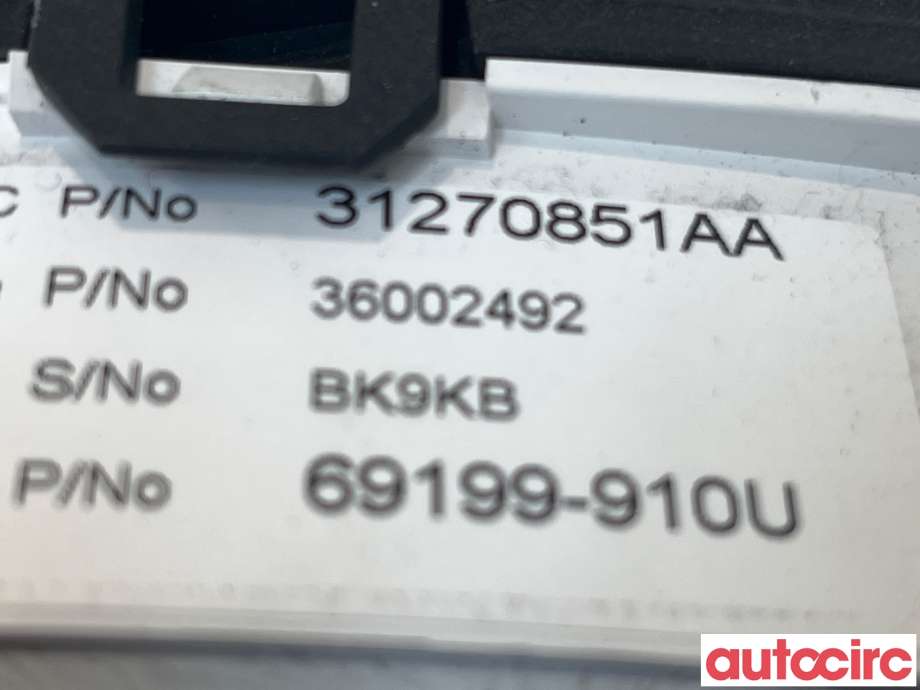 Instrumentpanel til Volvo XC60 2008-2013 (Type I, Fase 1)  (VOLVO|36002492)