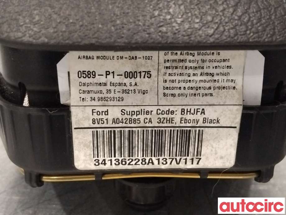 Airbag rattpute til Ford Fiesta 2013-2017 (Type VI, Fase 2)  (FORD|1900803|C1BB-A042B85-BA3ZHE)