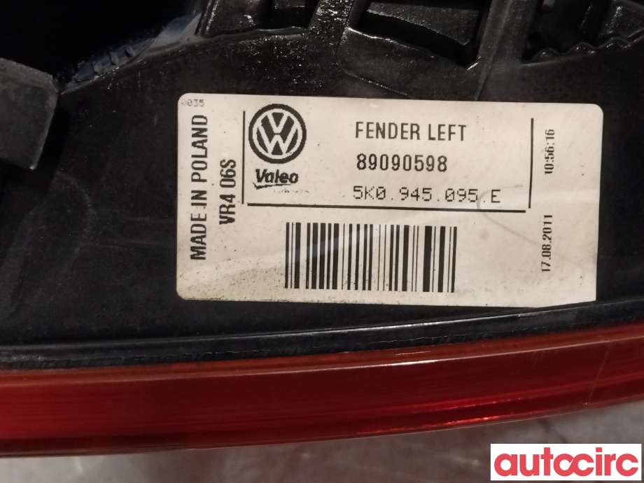 Baklykt venstre til VW Golf VI 2008-2012  (VOLKSWAGEN|5K0945095E|)
