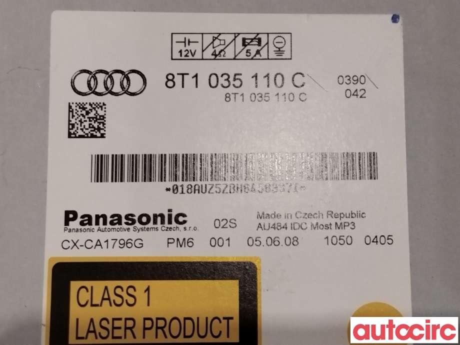 Bilstereo CD-veksler til Audi A4 2007-2014 (Type IV) (B8) (B8) (AUDI|8T1057110C|8T1057110CX|)