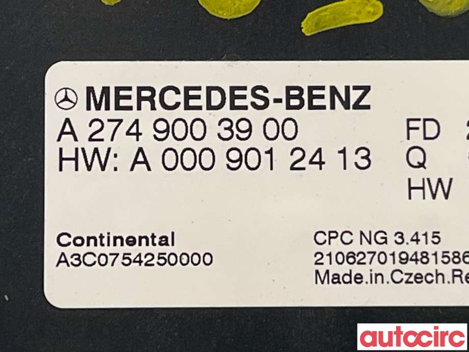 Styreenhet diverse til Mercedes Vito 2014-->> (W447) (W447) (MERCEDES|A2749003900)