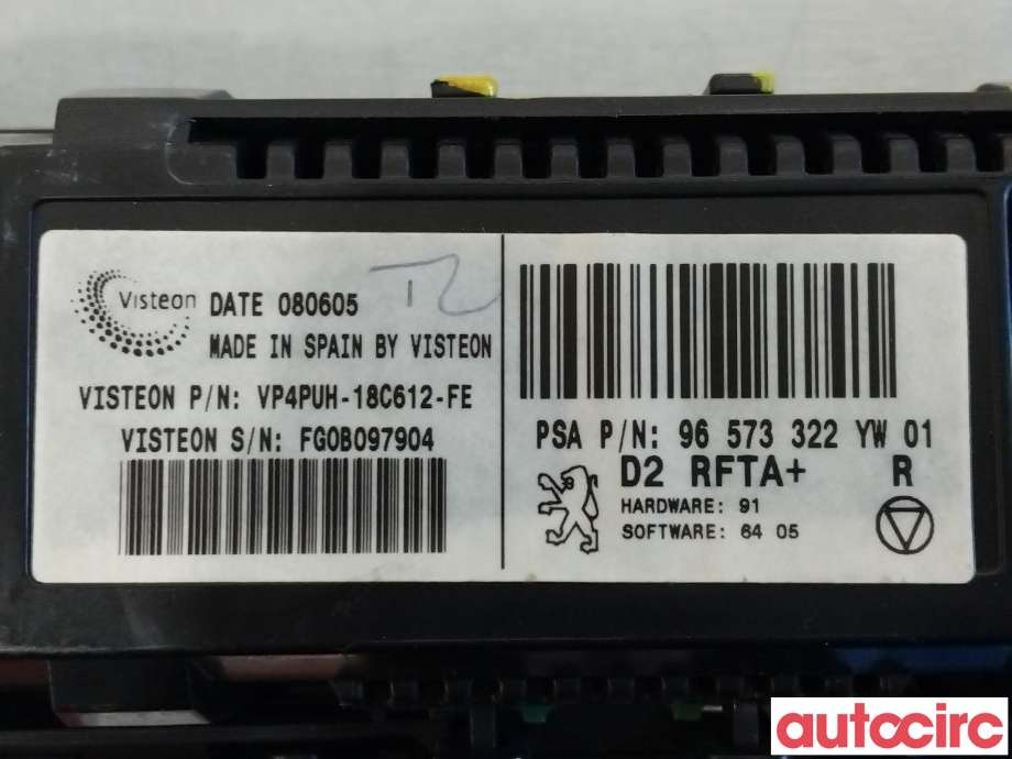 Varmeapparat betjening til Peugeot 407 2004-2010 (PEUGEOT|6451ZS|96573322YW)