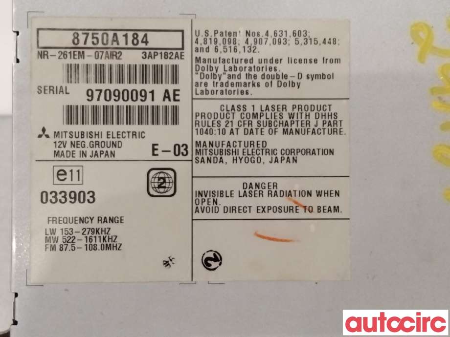 Bilstereo navigasjon til Mitsubishi Lancer 2008-2017  (MITSUBISHI|8750A184|)
