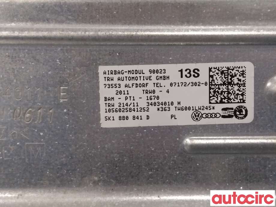 Airbag kne til VW Golf VI 2008-2012  (VOLKSWAGEN|5K1880841D|5K1880841F|)