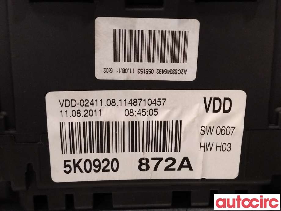 Instrumentpanel til VW Golf VI 2008-2012  (VOLKSWAGEN|5K0920872AX|5K0920871A)
