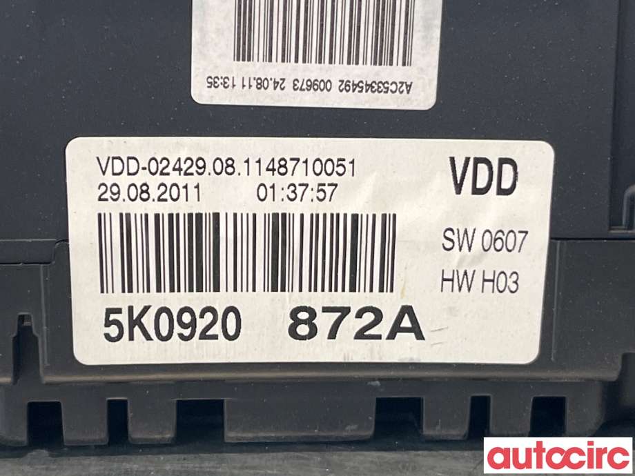 Instrumentpanel til VW Golf VI 2008-2012  (VOLKSWAGEN|5K0920872AX|5K0920872)
