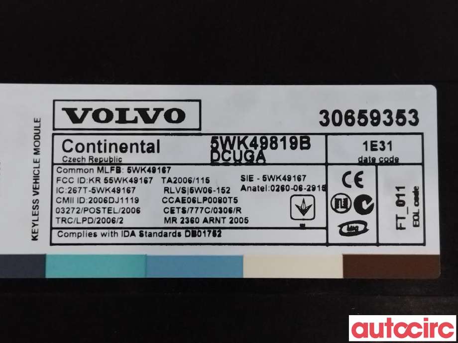 Styreenhet nøkkelfri/keyless til Volvo XC70 2008-2013 (Type II, Fase 1)  (VOLVO|30659958|30659353)