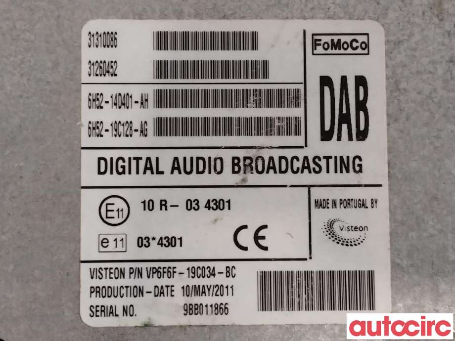 Bilstereo diverse til Volvo XC70 2008-2013 (Type II, Fase 1)  (VOLVO|31260452|VP6F6F-19C034-BC|31310086)
