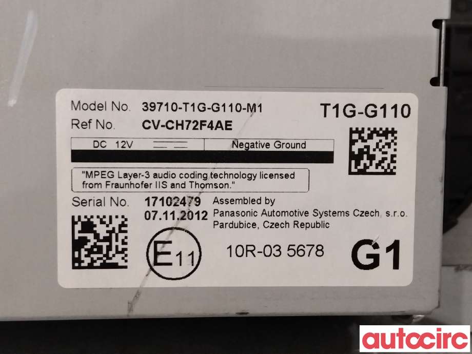Instrument diverse til Honda CR-V 2012-2018 (Type IV) (HONDA|39710-T1G-G11|)