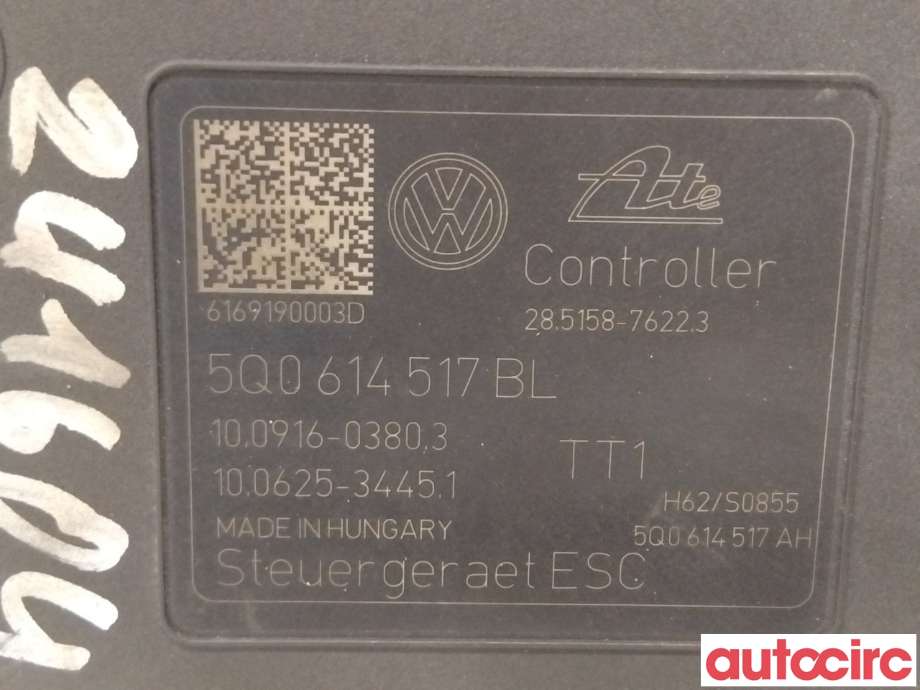 ABS sentral til Audi A3 2016-2020 (Type III, Fase 2)  (AUDI|5Q0614517BL|100916-03803)