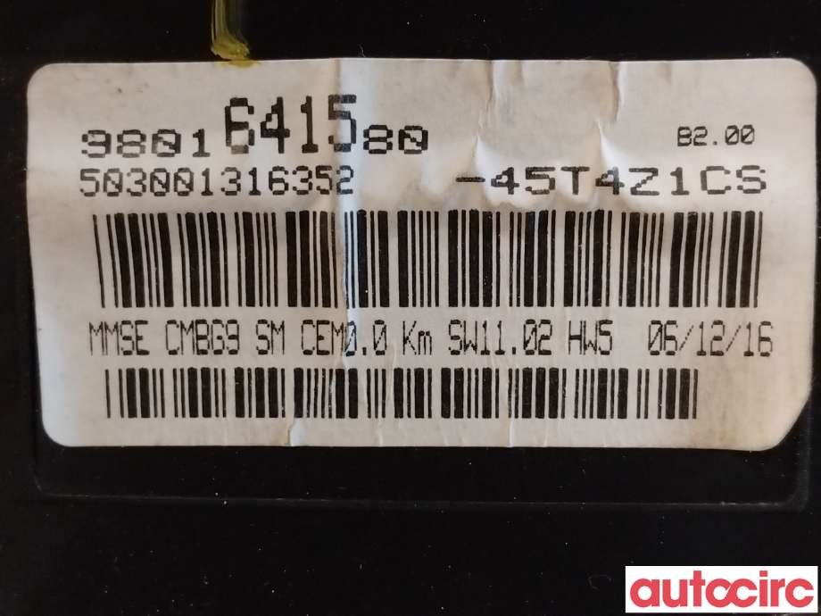 Instrumentpanel til Peugeot Partner 2015-2019 (Type II, Fase 2)  (PEUGEOT|9801641580)