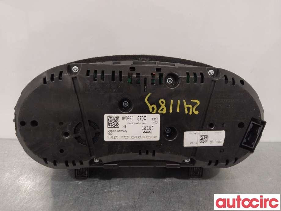Instrumentpanel til Audi A3 2012-2016 (Type III, Fase 1) (AUDI|8V0920870Q|)