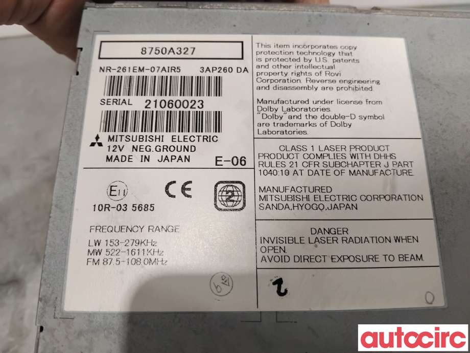 Bilstereo til Mitsubishi ASX 2010-2019  (MITSUBISHI|8701A352|NR-261EM-07AIR5|8750A327)