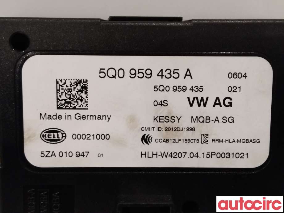 Styreenhet nøkkelfri/keyless til Audi A3 2012-2016 (Type III, Fase 1)  (AUDI|5Q0959435A|)