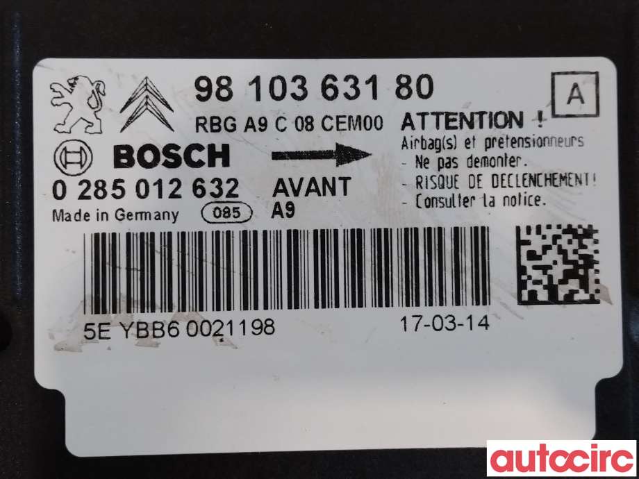 Airbag elektronikk til Peugeot 208 2012-2019 (Type I) (PEUGEOT|9812713380|9810363180)