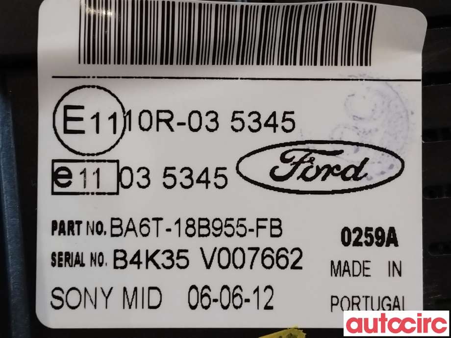 Multimedia display (MCU - Media Controller Unit) til Ford Fiesta 2008-2012 (Type VI, Fase 1) (FORD|1940794|)
