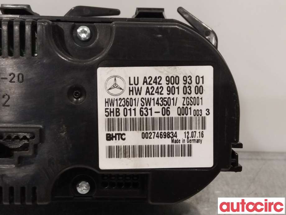 Varmeapparat betjening til Mercedes B-Klasse 2011-2018 (W246) (W246) (MERCEDES|A2429009301|)