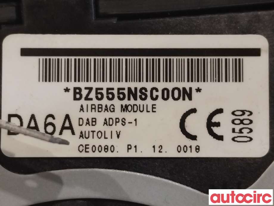 Airbag rattpute til Mazda 2 2015-2019 (Type III, Fase 1)  (MAZDA|DA6A57K0002|BZ555NSC0ON)