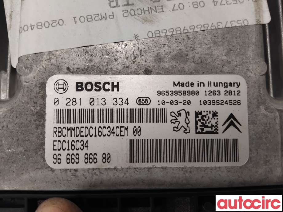 Styreenhet motor til Peugeot 3008 2009-2016 (Type I)  (PEUGEOT|1677642880|0281013334|9666986680)