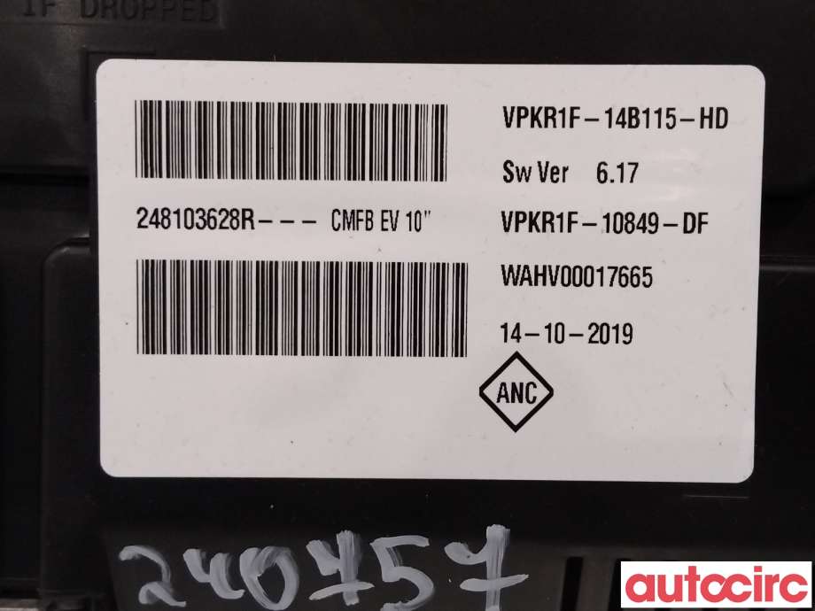 Instrumentpanel til Renault Zoe 2013-2019 (Fase 1)  (RENAULT|248103628R|)