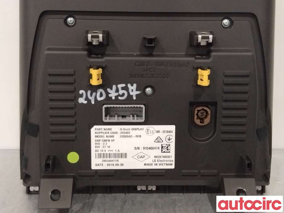 Multimedia display (MCU - Media Controller Unit) til Renault Zoe 2013-2019 (Fase 1)  (RENAULT|280349411R|)