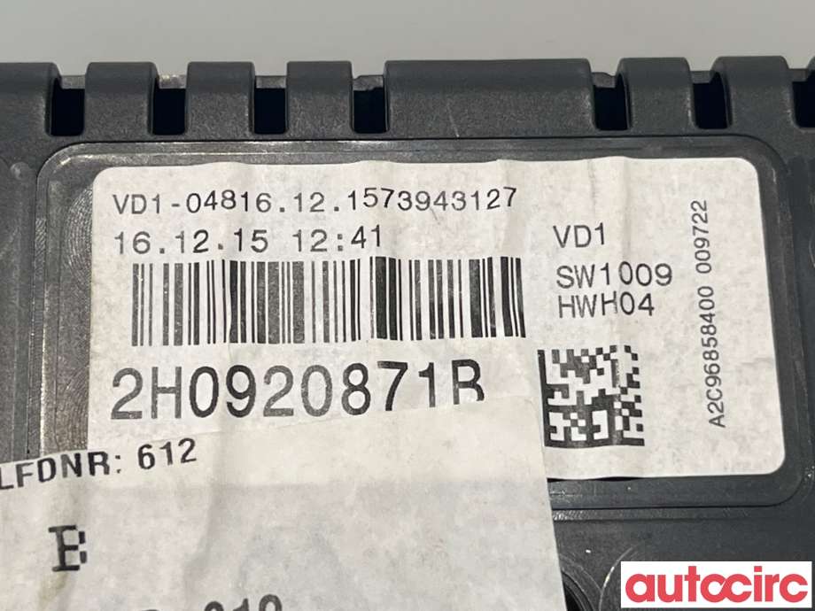 Instrumentpanel til VW Amarok 2016-2022 (Type I, Fase 2)  (VOLKSWAGEN|2H0920871)