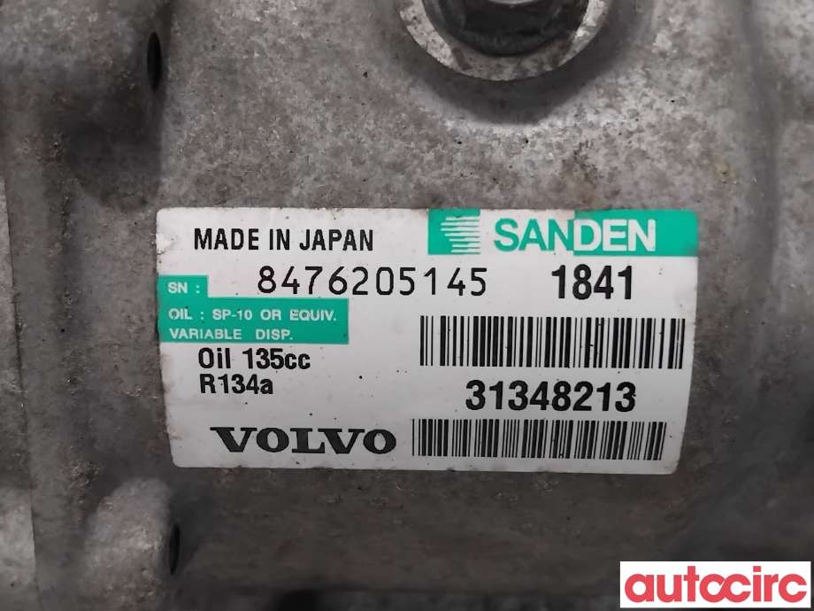 Aircondition kompressor til Volvo S60 2010-2014 (Type II, Fase 1)  (VOLVO|36001870|1841|31348213)