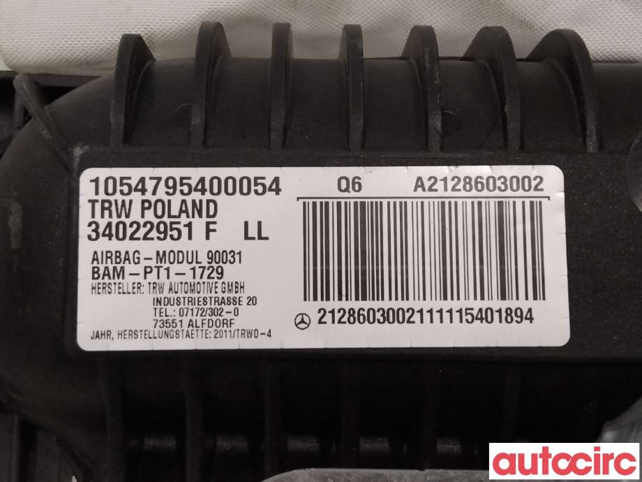 Airbag passasjer til Mercedes E-Klasse 2009-2013 (Fase 1) (W212) (W212) (MERCEDES|A2128603002|)