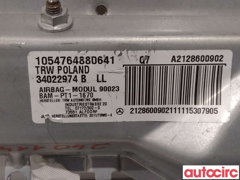 Airbag kne til Mercedes E-Klasse 2009-2013 (Fase 1) (W212) (W212) (MERCEDES|A2128600902|)